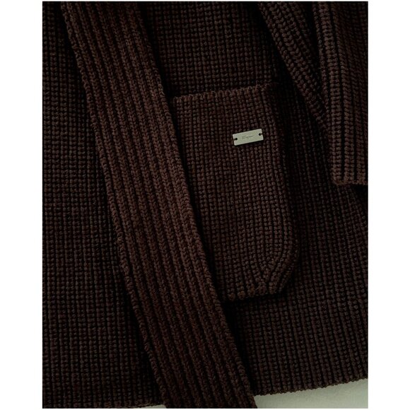 RARE Salvatore Ferragamo Collared Wrap Cardigan Sweater | Brown | Size Small - Picture 5 of 8
